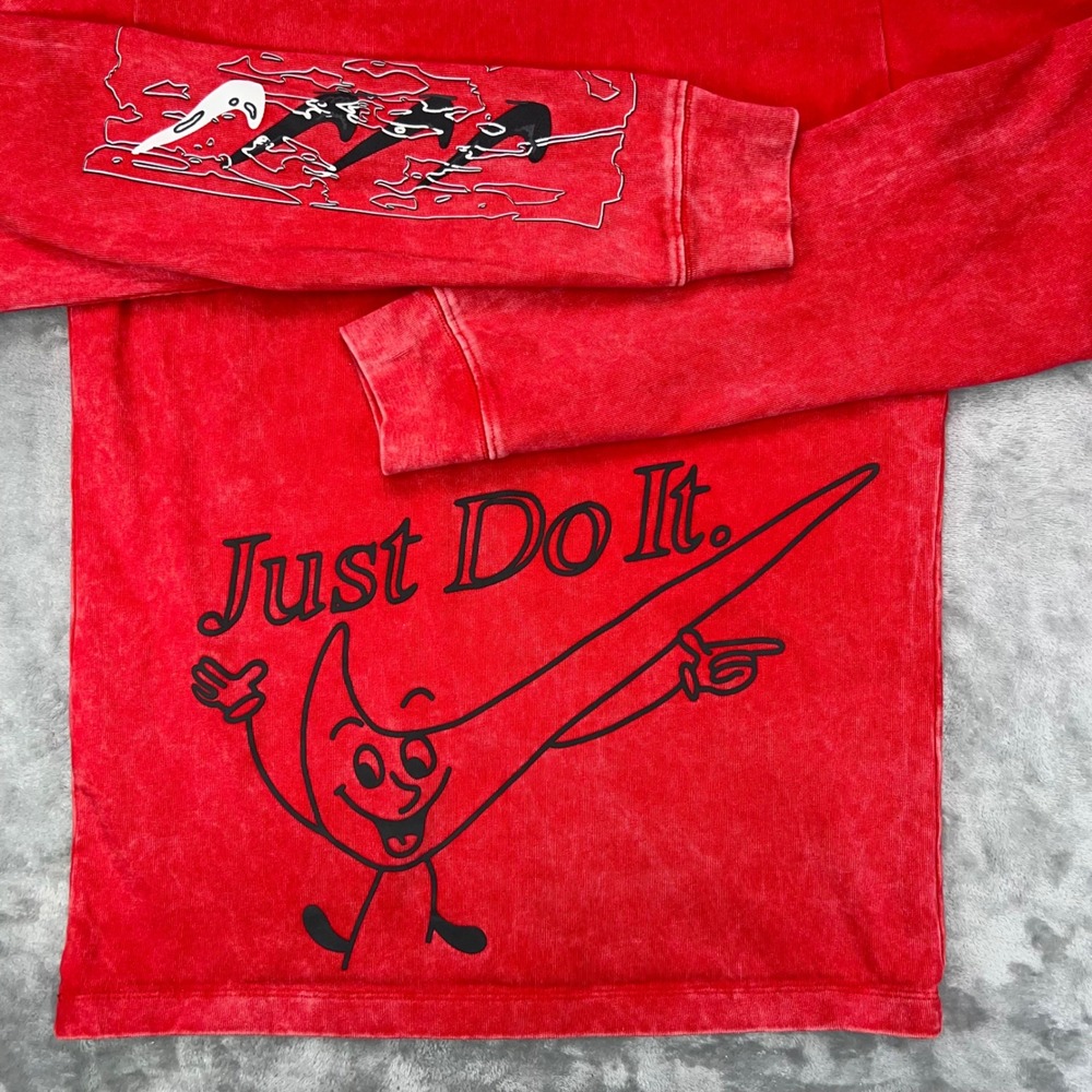 NIKE Wash Drip Shirt Mens Small University Red Long Sleeve Streetwear DC2724-657